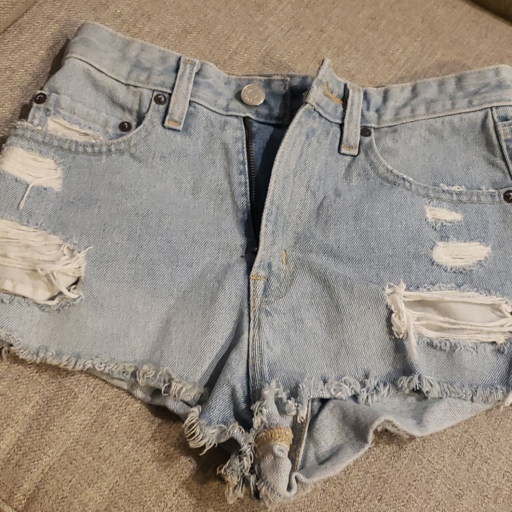 Light blue distressed Jean shorts